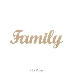 DS119 "Family" Yazılı Dekoratif Duvar Süsü Ham Ahşap Boyanabilir Obje